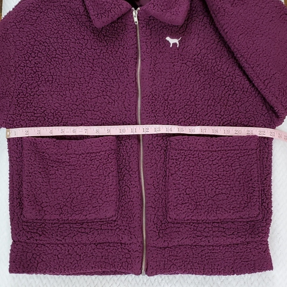 Victoria's Secret Pink "Eggplant" Oversized Sherpa Zip-Up Jacket XS - Picture 6 of 17